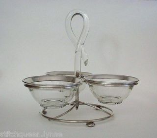 Rare Dorothy Thorpe Silver Band Lucite Handle Condiment & Snack Server 