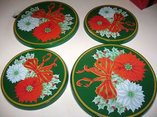 Poinsettia BURNER COVERS STOVE 4 PC Electric Range Cook TOP Winter 