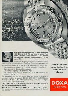 1968 Doxa Watch Company Sub 300 Advert Vintage 1968 Swiss Ad Suisse 