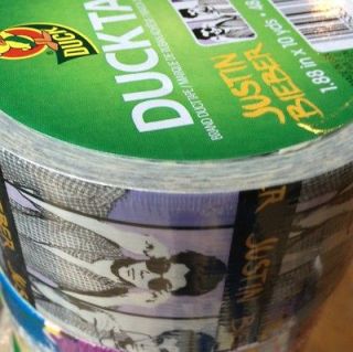 Duck Brand Colored Duct Tape JUSTIN BIEBER Purple Gray & White 10 