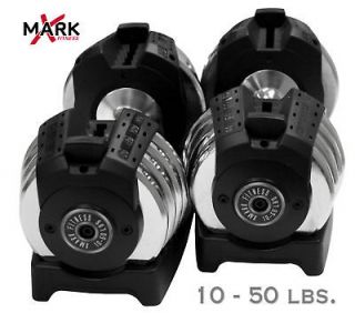 New 50 lb. Adjustable Dumbbells   XMARK Fitness XM 3307 2   Fast Free 