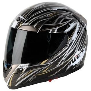 NITRO NPSI PUMP DVS Sidewinder Black/Gold/White Motorcycle Helmet   XL 