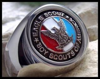 US SIZE 6.5   EAGLE SCOUT BOY SCOUTS BSA SURGICAL SILVER STEEL RING M3