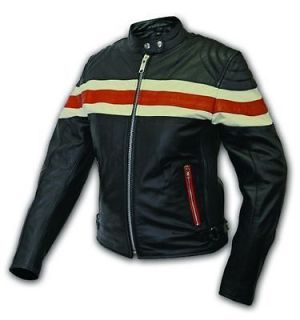 Newly listed Ladies Orange Strip Leather Motorcycle Jacket Size Large