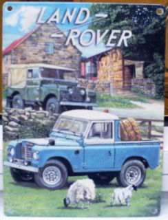 LAND ROVER VINTAGE FARM SCENE METAL WALL SIGN