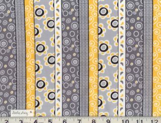 Yellow, Gray, White   Floral, Chevron, Stripes, Dots Quilting 100% 