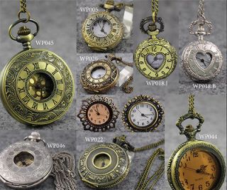 FreeShip Antique Vintage Roman Numerals Bronze Pocket Watch Unisex Men 