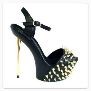 Shoe Republic L.A Visual Gold Studded Spiked Hidden Platform Heels