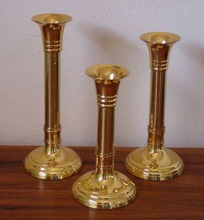 Vintage Hampton Brass 3 Piece Contemporary Horn Top Taper Candle 
