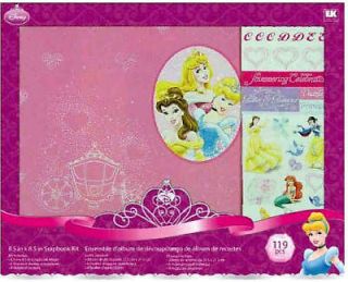 Brand NEW Disney Princess 8x8 Postbound Album Scrapbook Kit   FREE 