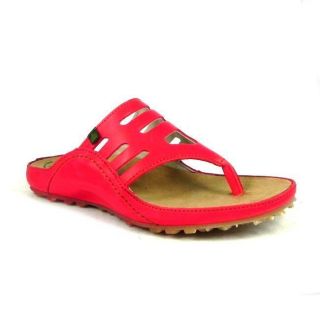 El Naturalista N127 Ikebana Womens Leather Flat Toe Post Sandals   Red