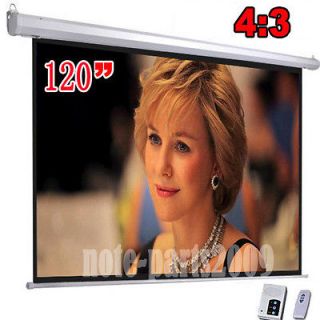 120 43 Electric Projector Projection Screen with Remote Control US 