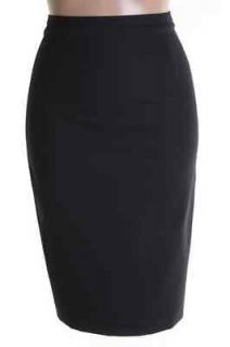 Elie Tahari NEW Blythe Navy Solid Wool Blend Knee Length Pencil Skirt 
