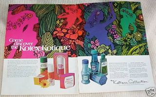 1971 Kotique feminine hygiene DOUCHE Kotex 2 PAGE AD