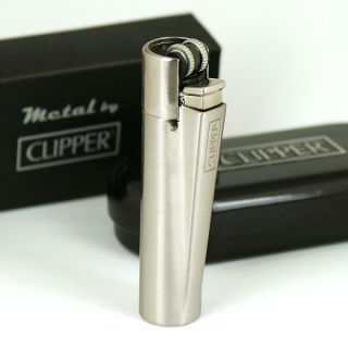 NEW original CLIPPER flint wheel cigarette butane gas lighter Silver