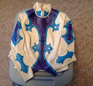   Tan, Purple, & Teal Hobby Horse Vest And Equitation Shirt Set, Size M