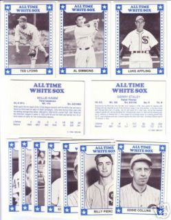 ALL TIME CHICAGO WHITE SOX set of 12 by TCMA 1980