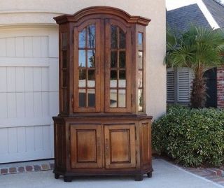 LARGE Antique FRENCH COUNTRY Carved Oak CORNER China Cabinet Cupboard 