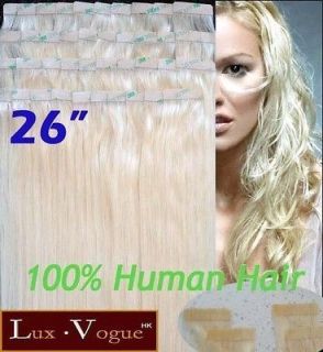 26 40pcs 100% Human Hair 3M Tape in Extensions Remy #613 by lux.vogue