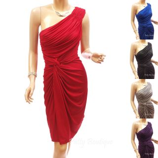 Grecian One Shoulder Bridesmaid Prom Gown Evening Dress