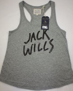 NEW JACK WILLS Womens Barrigan Grey Sequined Boytank T Shirt Vest Top 