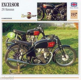 1937 EXCELSIOR 250 Manxman motorcycle collector card.