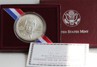 1998 BU Robert F Kennedy Silver Dollar UNC US Mint Coin Box & COA FREE 