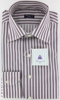 New $425 Finamore Napoli Purple Shirt 16.5/42