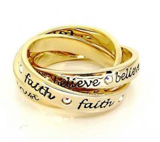 Disney Couture Faith Trust Believe Triple Linked Ring
