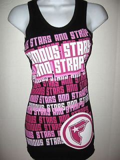 Famous Stars And Straps WOMENS Black DIGITAL Shirt CUTE TANK TOP Size 