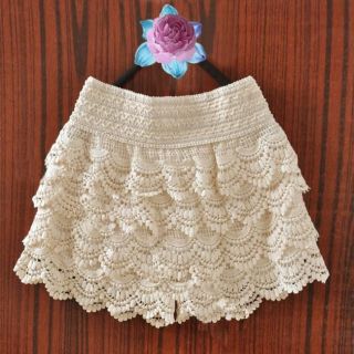 Girls Fashion Lace Tiered Short Skirt Under Safety Pants Shorts Two 