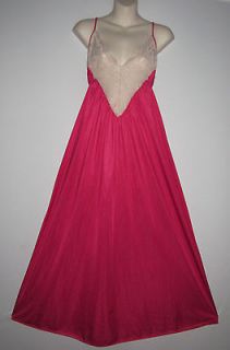 Vintage Beeline Fashions Long Hot Pink Nylon Lace Detail Sweep 