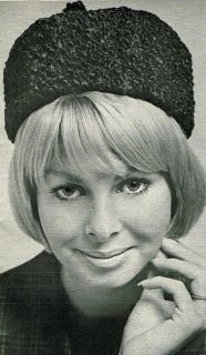 Vintage 1960s astrakan beanie hat diagram sewing pattern