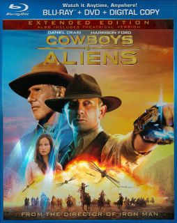Cowboys Aliens Blu ray DVD, 2011, 2 Disc Set, Extended Edition Rated 