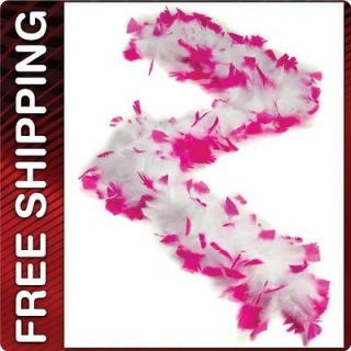 Bachelorette Bridal Feather Boa Lei White With Pink Tips Party Shower 