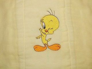 Looney Tunes Tweety Bird Personalized Embroidered Yellow Burp Cloth 