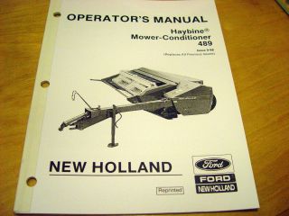New Holland 489 Haybine Mower Conditioner Operators Owners Book 