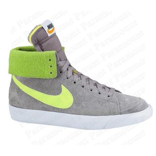 Nike Blazer High Roll Top Suede Sports Trainers Shoes Grey/Yellow 