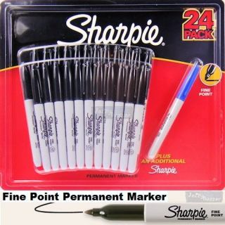 SHARPIE 24 Pack Black Fine Point Permanent Marker Pen Set NEW 