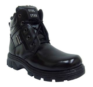 Five Star FL32 Mens Black WARM LINED Side Zipper Winter Ankle Boots