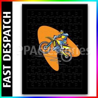 Motocross Racer Riding a Motorcycle Quality Jigsaw Puzzle 3 Sizes 