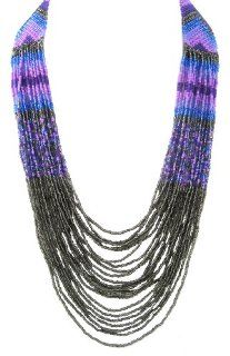 Josefina De Alba Chevron Design Purple Seed Bead Necklace, 34 