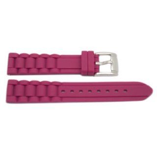 Fossil Hot Pink Link Style Silicone 18mm Watch Band: Watches:  