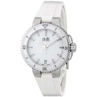Oris Aquis Date White Dial Automatic White Rubber Ladies Watch OR733 