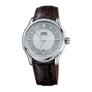 Oris Mens 733 7591 4051LS Artelier Date Black Guilloche Dial Watch 