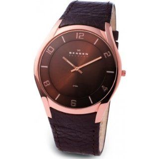 Skagen Mens 619XXLRLD Steel Collection Leather Watch: Watches:  