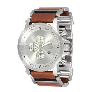   Silver Chronograph with Brown Leather Watch Watches 