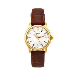 Bulova Womens 64M101 Brown Leather Swiss Quartz Goldtone Watch 