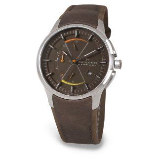 Skagen Mens 745XLSLD Sport Collection Chronograph Brown Leather Watch 