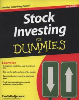 Stock Investing for Dummies by Paul Mladjenovic 2009, Paperback